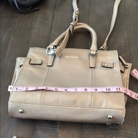 Tignanello Tan Satchel with Structured Design and Buckle Details - Picture 11 of 12